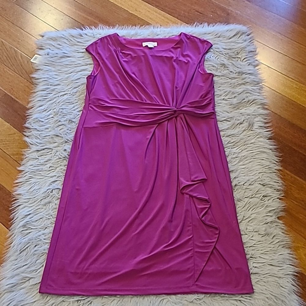 Coldwater Creek Magenta Twist-Front Cap Sleeve Dress